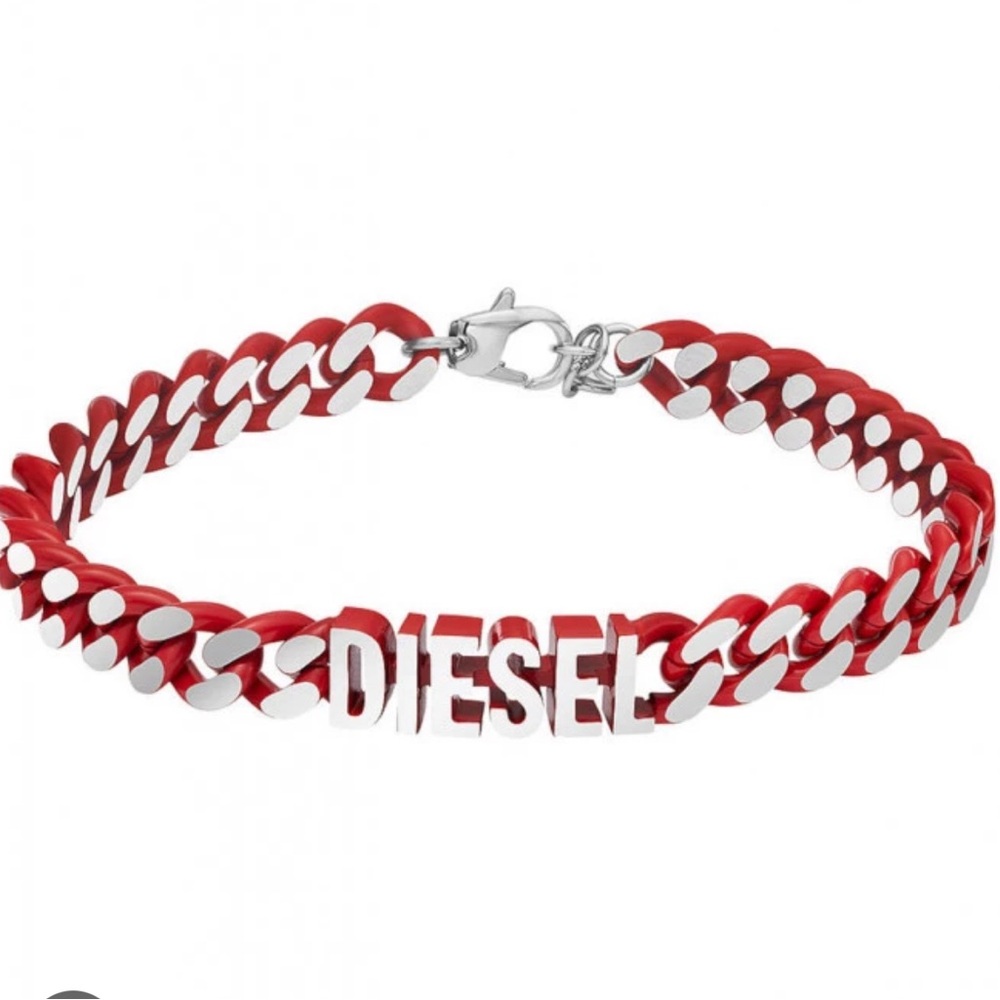 Diesel Men's Women’s  Red Stainless Steel Chain Bracelet